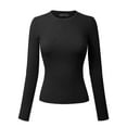 thumbnail image 1 of Made by Olivia Women's Solid Long Sleeve Crew Neck Fitted Ribbed Sweater Top, 1 of 7