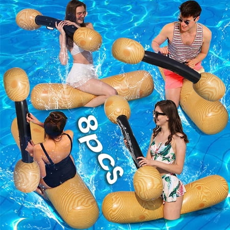 Inflatable Log Rafts 8 Pcs Battle Log Rafts Inflatable IYEFENG Row Toys for 4 Players Adults ...