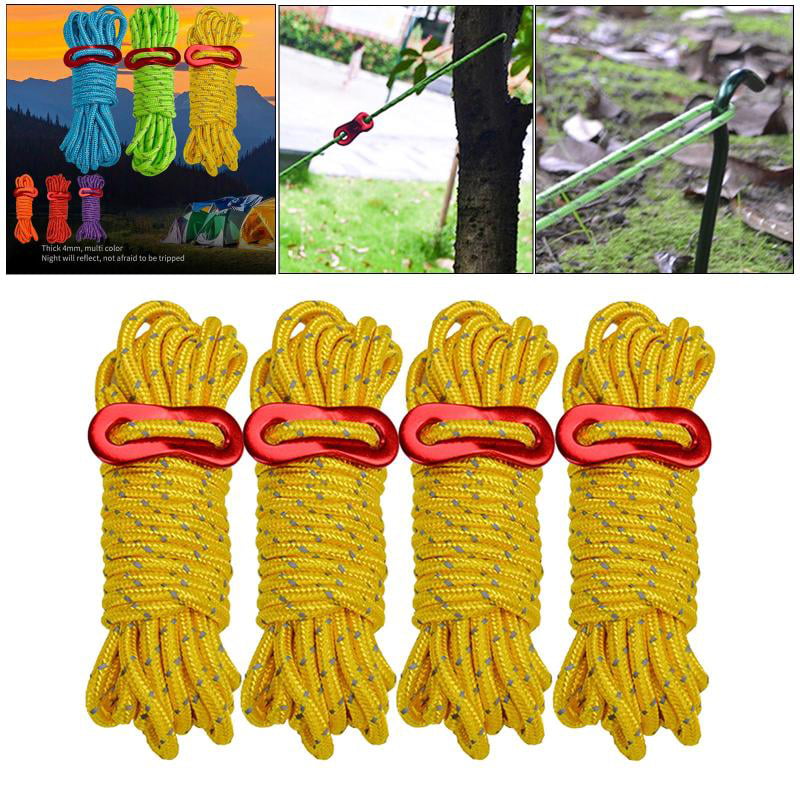 Guy Ropes for Tents & General Camping Orange Yellow Rope for Visibility Guyline 