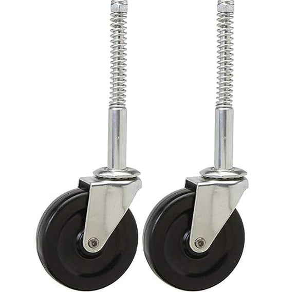 Ladder Caster Set of 2 | 3" Spring Loaded with 5/16" Threaded Stem