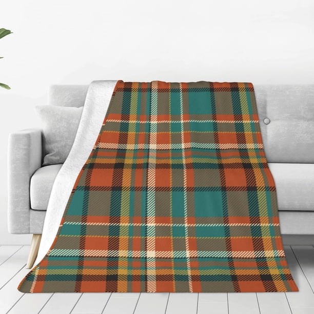 Balery colorful plaid Manta de Felpa Suave y Acogedora – Cobija de Franela Aterciopelada para Cama, Lavable y Cálida para Sofá, Mascotas, Transpirable-50"x40"