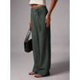 thumbnail image 5 of Women's Low Waist Wide Leg Pants, Double Waistband Tie Flowy Trousers for Vacation, Beach, Everyday & Casual Wear, 5 of 5