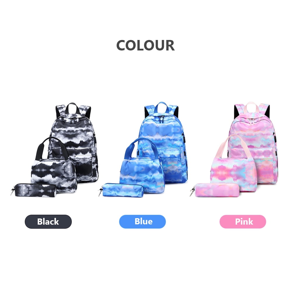 Kepooman 3Pcs Women' s High School and College Bookbag Set for Girls Teens, Kids Portable Backpack with Lunch Bag & Pencil Case, Blue Kepooman 3Pcs Women' s High School and College Bookbag Set for Girls Teens, Kids Portable Backpack with Lunch Bag & Pencil Case, Blue