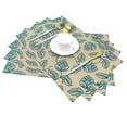 thumbnail image 2 of ZNDUO Placemats, 6 PCS Heat Resistant Stain Resistant Woven PVC Insulation Placemats, Durable Washable Elegant Table Mats for Dining-Flower Leaves Pine Cones, 18"x12", 2 of 6