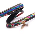 thumbnail image 3 of Pulsera con hebilla multicolor de aleación con patrón de hojas envueltas tejidas vintage, joyería (negro), 3 of 3