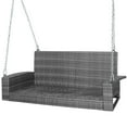 thumbnail image 3 of Barara King Outdoor Patio Swing Chair, Porch Swing Seat,2-Person Patio PE Wicker Hanging Porch Swing Bench Chair Cushion 800 Pounds-White, 3 of 9