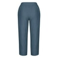 thumbnail image 5 of SELONE Navy Workout Pants Women Plus Size Mid Waist Lounge Pants Cropped Trouser Pants Loose Casual Beach Pants Pull on Solid Soft Straight Leg Lightweight Comfortable 2XL Breathable Summer Clothes, 5 of 5