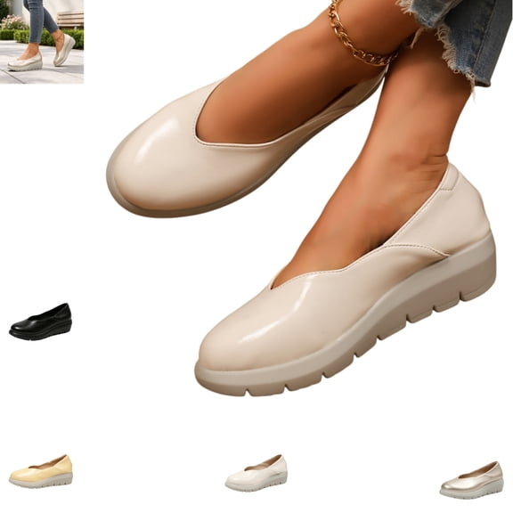 YOUYEDIAN Loafers for Women Fashion Platform Wedge Heel Comfy Versatile Round Toe Slip On Shoes Casual Breathable Walking Shoes
