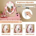 thumbnail image 3 of iRerts Kids Vanity Table and Chair Set, Princess Girls Makeup Vanity Set with LED Lights, 5 Drawers, Makeup Dressing Table with Rotatable Mirror for Little Girls Age 3+, Macaroon Pink, 3 of 12
