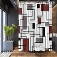 thumbnail image 1 of Geometric Shower Curtain, Burgundy Grey Black Modern Abstract Minimalist Aesthetics Bathroom Curtains Bathtub Decor Waterproof Machine Washable Fabric with 12 Hooks, 1 of 6