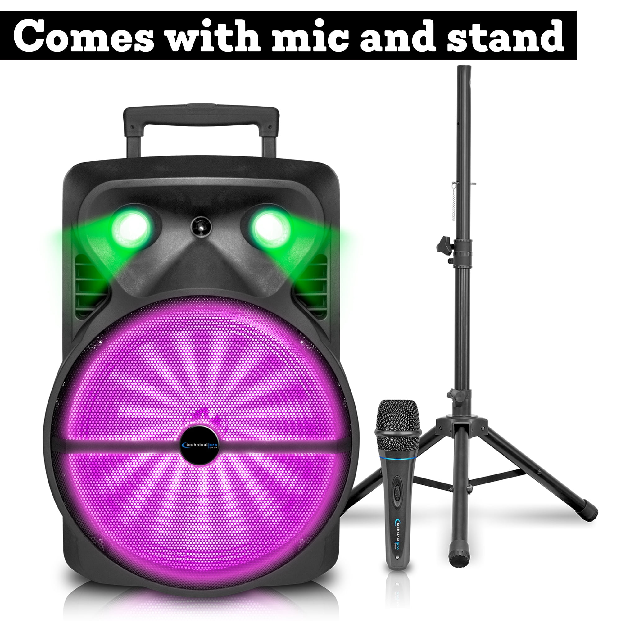 Technical Pro Rechargeable Bluetooth DJ Speaker PA System with Tripod/Microphone