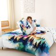 thumbnail image 4 of Metsweet Watercolor Gradient Dragon Full Size Comforter Sets 3-Piece, Ombre Smooky Jungle Bedding Comforter Set, Blue Purple Green,1 Comforter and 2 Pillowcases, 4 of 6