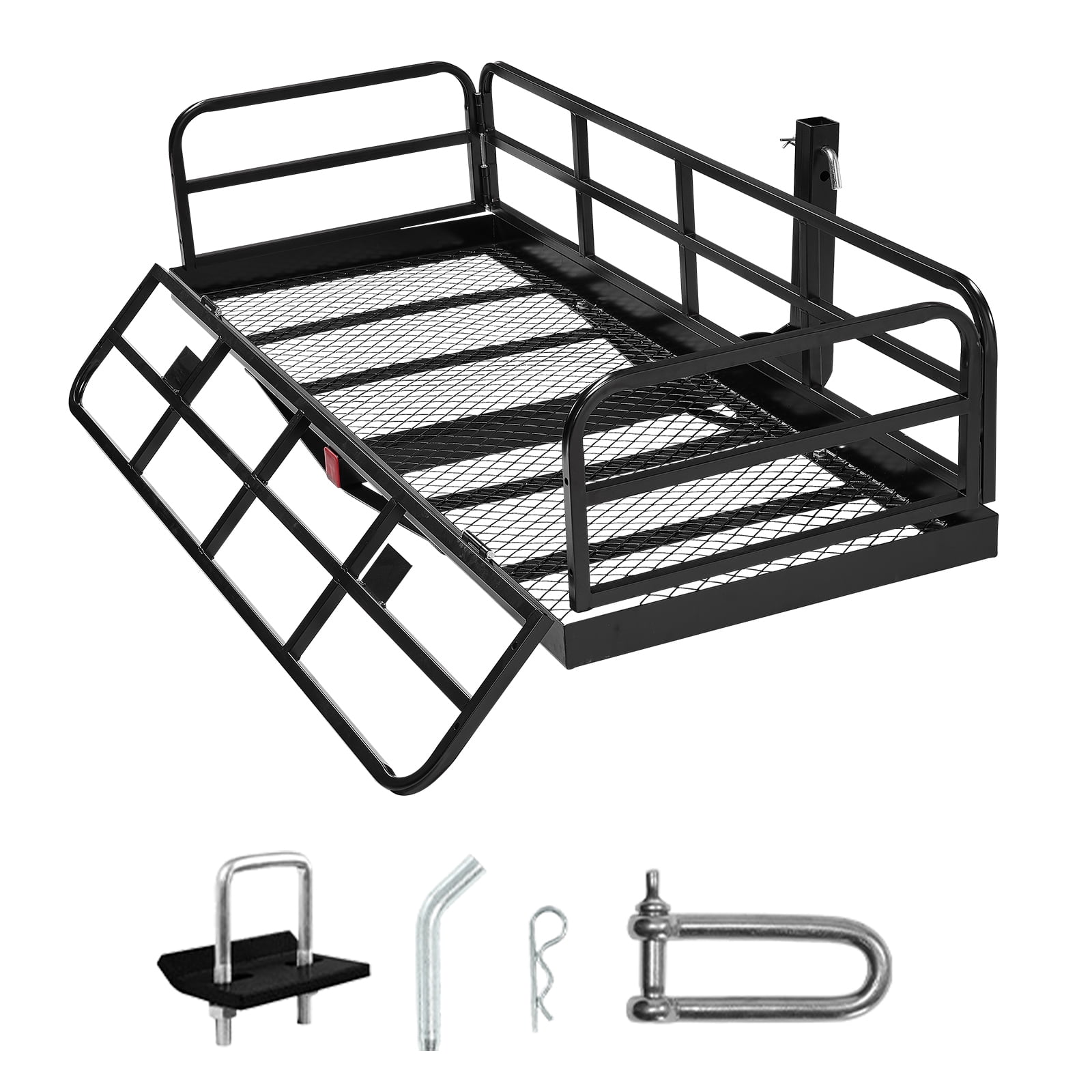 KFFKFF Hitch Cargo Carrier,60" x 24" x 14", Able to Hold 500 lbs, Equipped with Anti-Shake Hitch Stabilizer, Foldable Hitch-Mounted Cargo Carrier with Pins and Latches, Suitable for SUVs