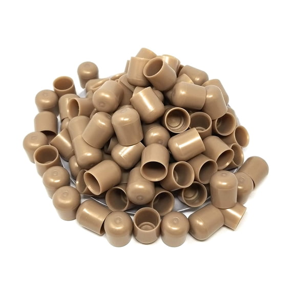 100 pk. Non-Marring Plastic Foot Cap Glides for Metal and Padded Folding Chairs, Fits 7/8" OD Tube, Beige