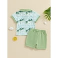 thumbnail image 5 of Musuos Toddler Boys Summer Shorts Set, 6M 12M 18M 24M 3Y Short Sleeve Tree Print Shirt with Elastic Waist Shorts Summer Outfit, 5 of 10