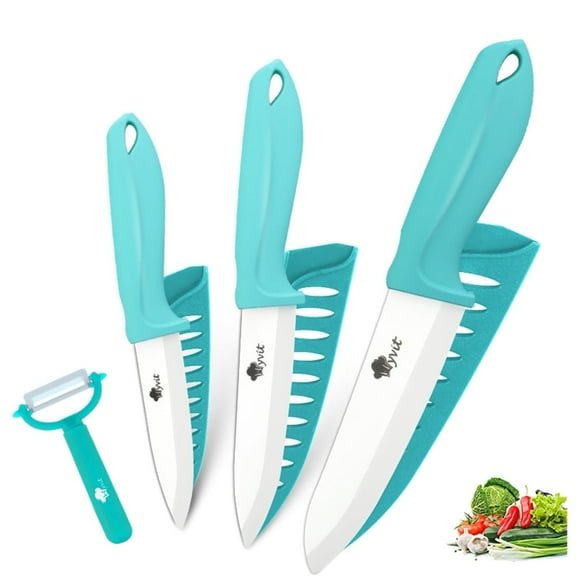Kitchen Ceramic Knives 3-Piece Sharp Rustproof Chef Knife Sets 5" Utility Knife with Ceramic Peeler and 4" Fruit Knife 3" Paring Knife