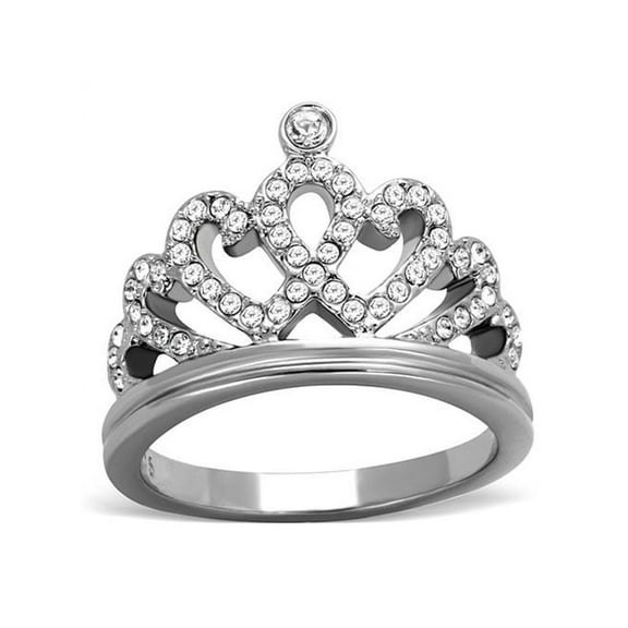 Queen Royalty Princess Crown Silver Stainless Steel Fashion Ring Women's Size 5