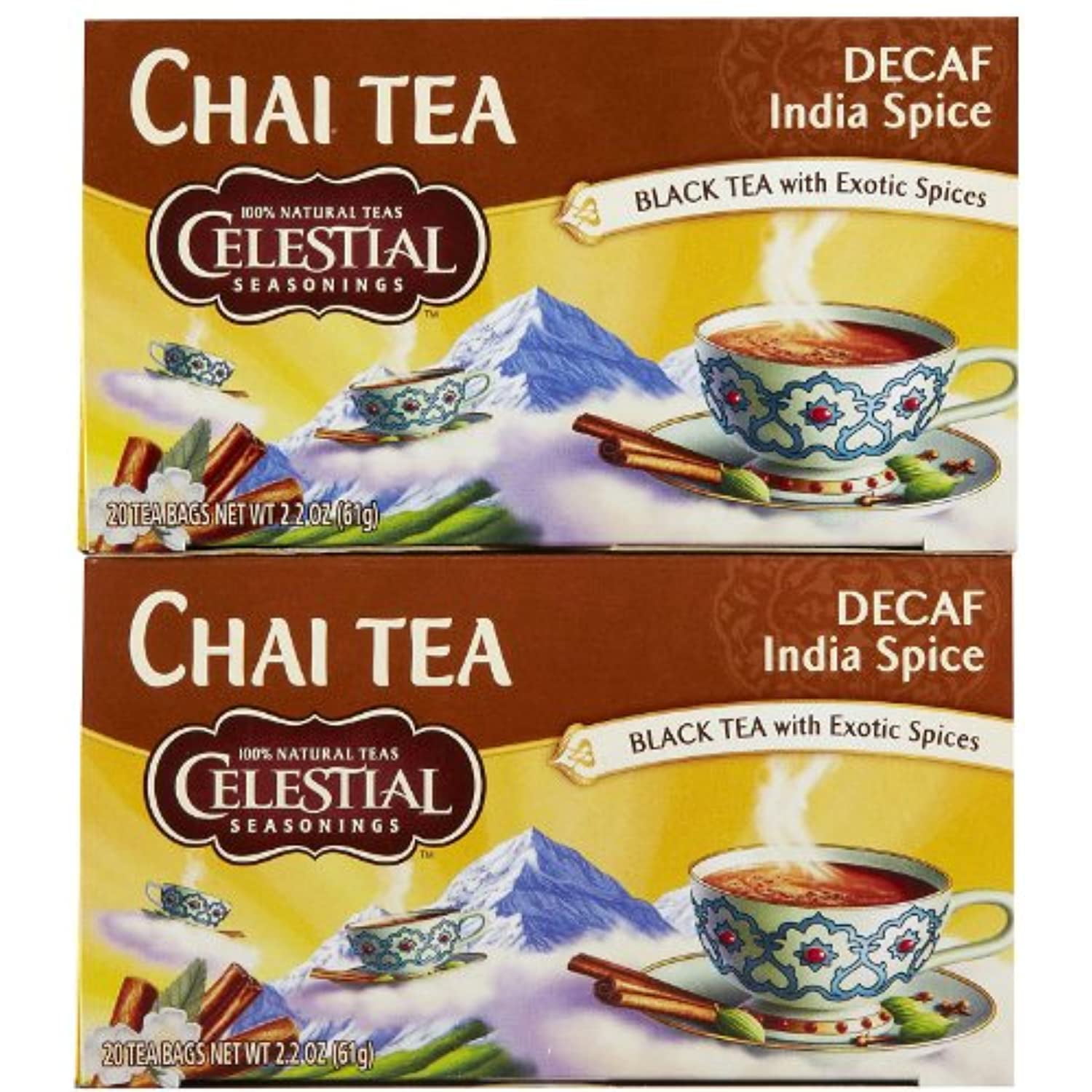 Celestial Seasonings Decaf India Spice Chai Tea Bags, 20 Ct, 2 Pk