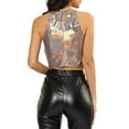 thumbnail image 3 of INSPIRE CHIC Women's Holographic Party Sparkle Halter Neck Stretch Crop Tank Top Blue S, 3 of 6