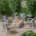 thumbnail image 2 of Allison Outdoor 6 Piece Wood and Wicker Chat Set with Fire Pit, Mixed Black and Light Gray, 2 of 11