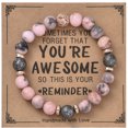 thumbnail image 1 of Con tarjeta Pulsera de cuentas de piedra de cebra en polvo de 8 mm, regalo navideño, pulsera de cuentas de amistad y amor para hombres y mujeres, 1 of 6