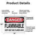 thumbnail image 2 of (2 Pack) Flammable Keep Heat and Flames Away OSHA Danger Sign 14 Inch X 10 Inch Plastic Sign, Weather Resistant, UV Protected for Workplace, Business, and Construction Site, Made in the, 2 of 8