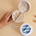 thumbnail image 5 of Yiaed Flower Print Travel Jewelry Case Bridesmaid Gift Boxes Jewelry Travel Organizer Small Round Jewelry Box Mini Storage-White, 5 of 7