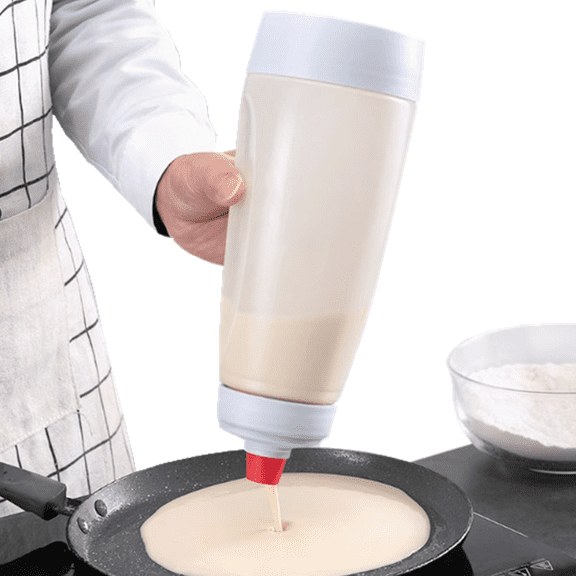 Vecktodisy Pancake Batter Mixer Bottle with Whisk Ball, Shake & Squeeze Dispenser Pancakes, Waffles, Crepes, Cupcakes