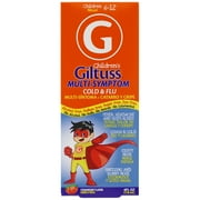 Giltuss Children's Multi-Symptom, Cold and Flu Syrup, Helps with Fever, Headache, Runny Nose, Strawberry Flavor, 4 fl oz