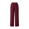 thumbnail image 5 of fatyb Womens Straight Leg Pants Elastic Waist Casual Long Pants Lightweight Plain Trousers with Pockets, 5 of 6