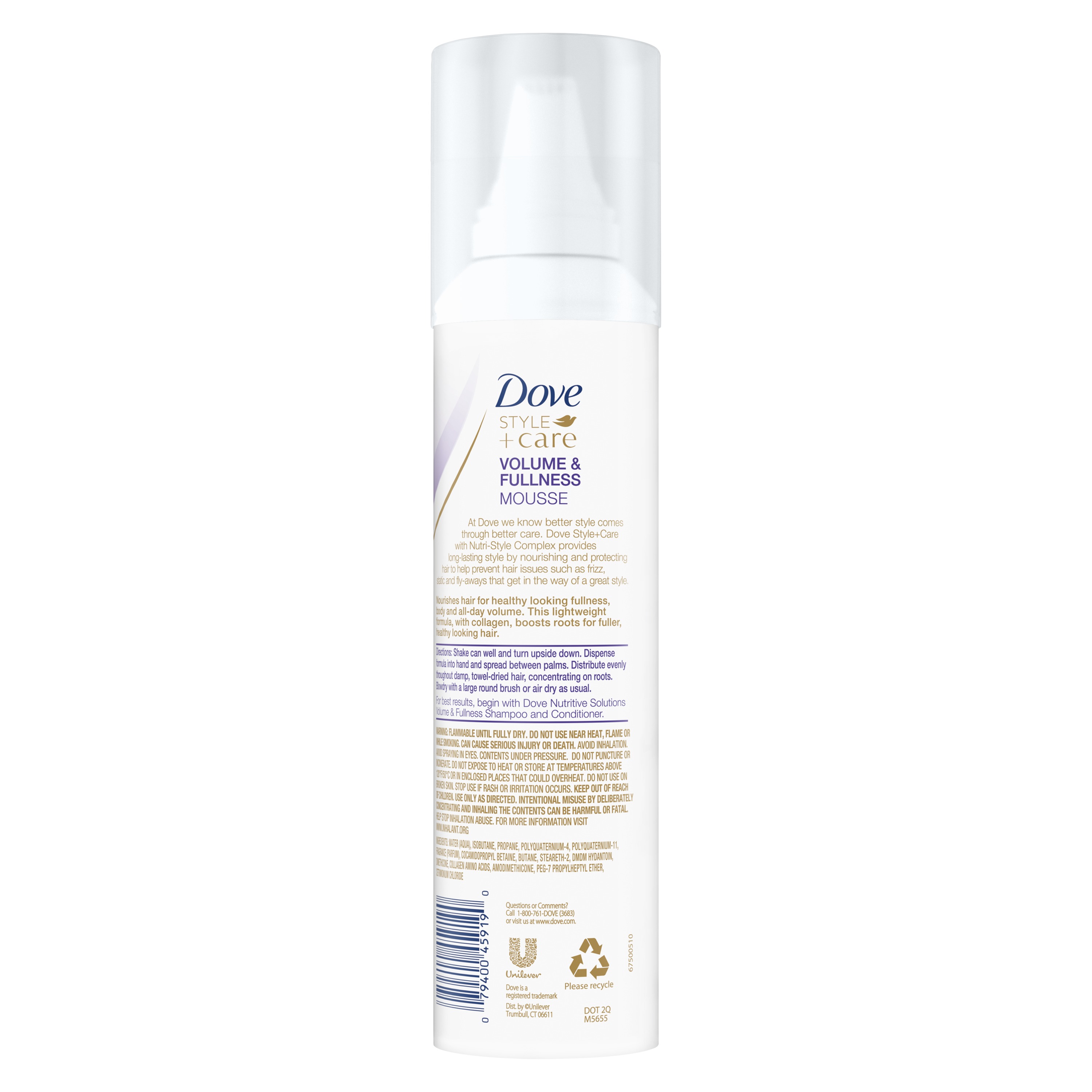 Dove Style + Care Volumizing Nourishing Spray Hair Styling Mousse, 7 oz - image 2 of 6