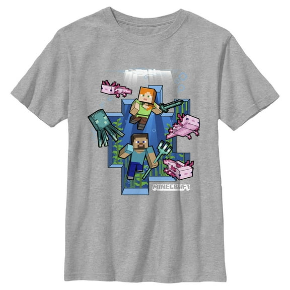 Boy's Minecraft Under the Sea Graphic Tee Athletic Heather Medium
