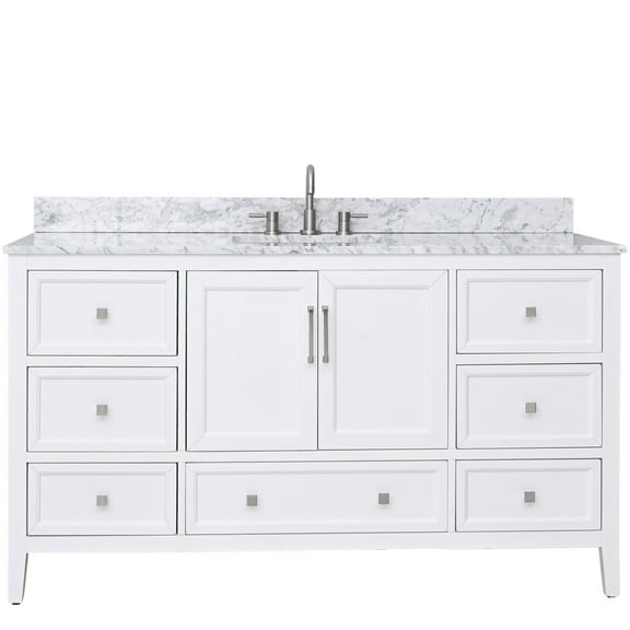 Avanity Everette-Vs61-Wt-C Everette 60" Free Standing Single Basin Vanity Set - White