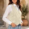 thumbnail image 6 of QIYAGBSA V Neck Button Up Vests for Women Sleeveless Fitted Waistcoat Layering Tops with Welt Pockets for Office Work Dressy Casual Fall, 6 of 9