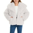 thumbnail image 3 of XIMIN Girls Faux Fur Coat Kids Windproof Thick Fluffy Long Sleeve Cozy Lapel Collar Plush Outerwear Open Front Fuzzy Jacket Warm Winter Shaggy Outwear with Pockets, 3 of 5