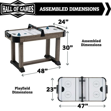 Hall of Games - 4' Charleston Air Powered Hockey Table With Pusher and Puck Set
