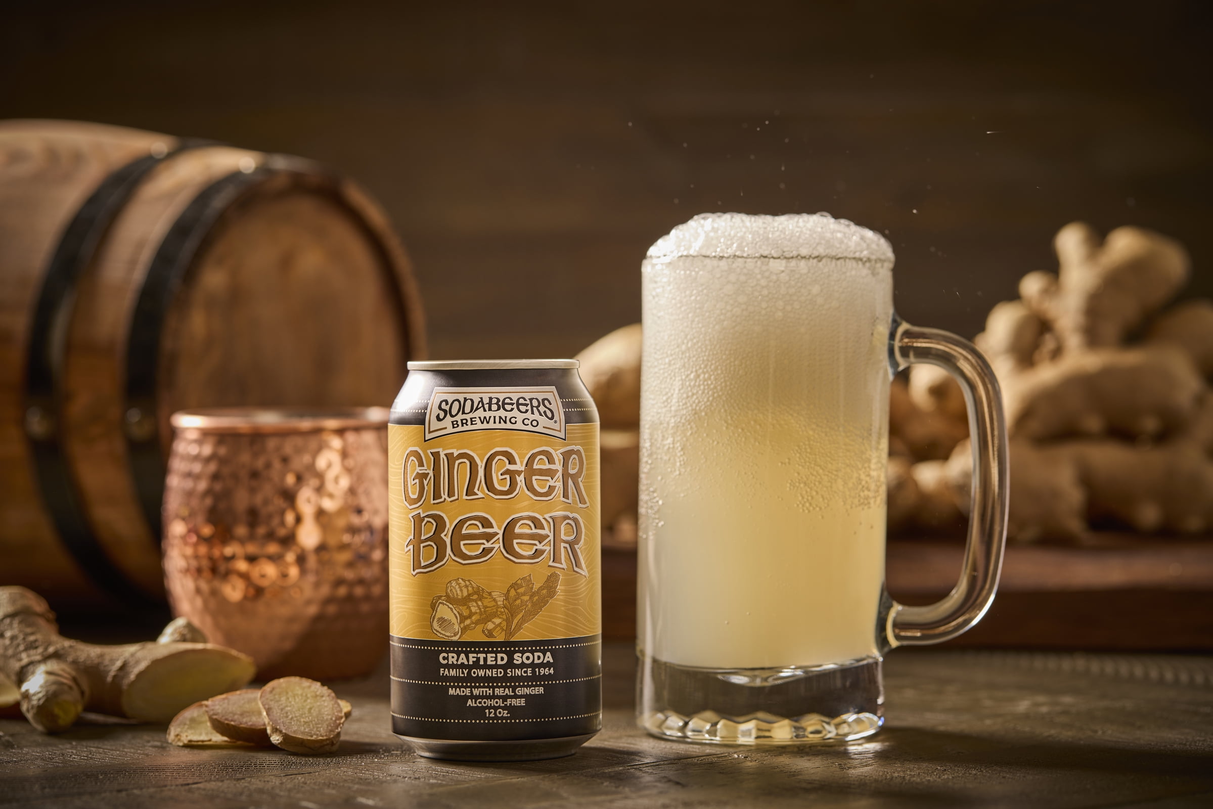 Ginger Beer | SodaBeers Brewing Co | Alcohol-Free, Gluten-Free Crafted Sodas Made With Natural Flavors and Real Sugar, Refreshing Fruit Beverages (12 Cans)