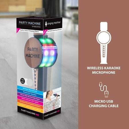 Singing Machine - Party Machine Mic - Rose Gold - Rose Gold and Black