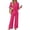 Hot Pink, variant on Womens 2 Piece Lounge Outfits 3/4 Sleeve V Neck Button Top Leaf Print Wide Leg Pants Casual Spring Summer Vacation Set