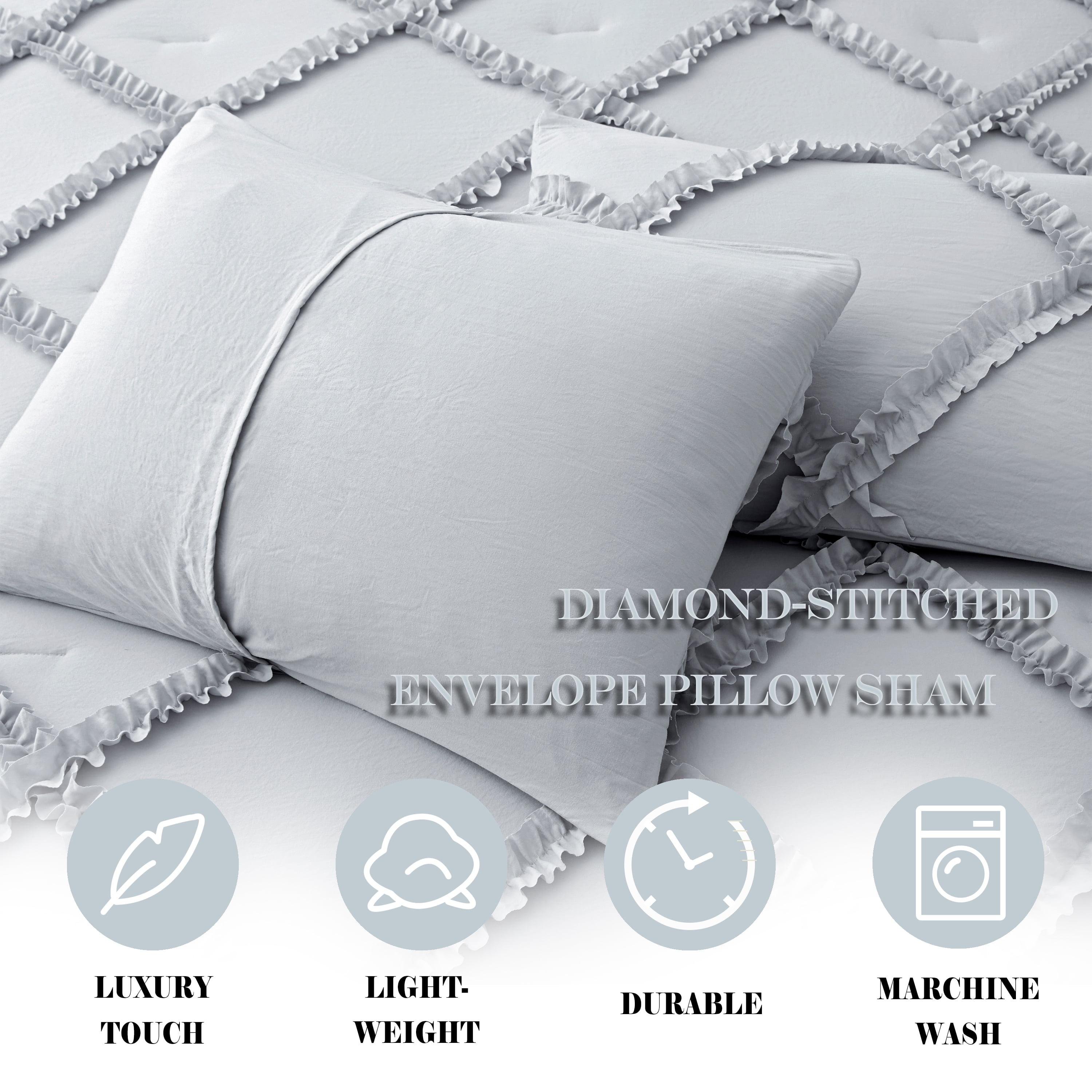 Comforter Set Twin Size Bedding – 2 Piece Farmhouse College Bedding Set Cover Ruffle & Lightweight Comforter and Pillow Case Vintage Bedding for Dorm Room as Home Bed Set Boho Comforter for Comfort