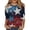 Dark Blue #131, variant on 4th of July Shirts Women Loose 3/4 Sleeve American Flag Print Tshirts Crew Neck Independence Day Patriotic Pullover USA 250th Anniversary Celebration Party 1776-2026 Blouses, L