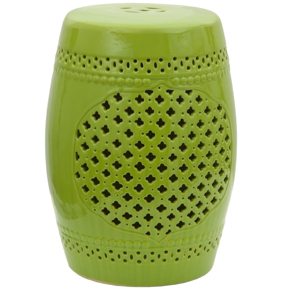 18" Green Lattice Porcelain Garden Stool
