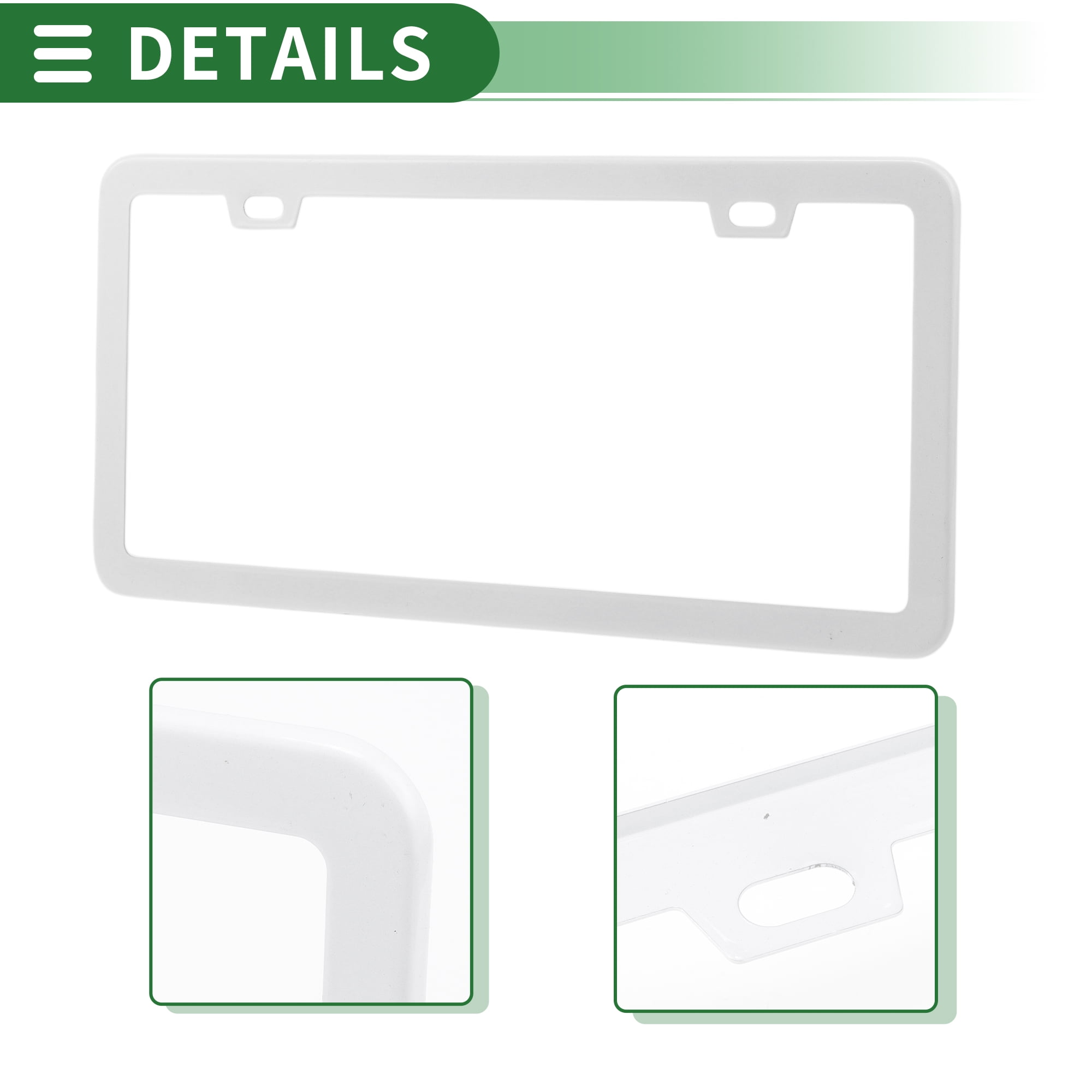 Unique Bargains 1Set Stainless Car License Plate Holder With Screws 2 Hole White