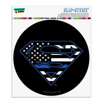 Superman Thin Blue Line Flag Shield Logo Automotive Car Window Locker Circle Bumper Sticker