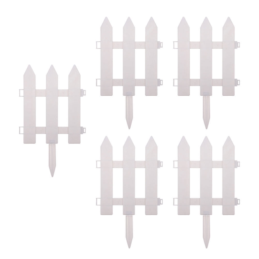 Hemoton 15 Sets  Plastic Edgings Garden Picket Fence Grass Lawn Flowerbeds Plant Borders White