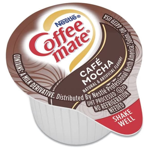 Liquid Coffee Creamer, Caf Mocha, 0.375 Oz Cups, 50/Box