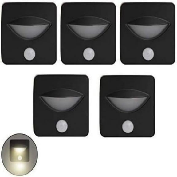Facon 5-Pack LED 3400K RV Aisle Light with Motion Sensor, 12V Black Plated Interior Stair Step Light Wet Location Rated for RV, boat, trailer, camper