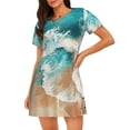 thumbnail image 1 of Fotbe Ocean Wave Crash Bata de Dormir para Mujer con Estampado, Camisón de Algodón de Manga Corta, Ropa de Dormir Casual, 1 of 6