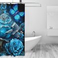 thumbnail image 2 of Shower Curtain, Blue Rose Butterfly Beautiful A Waterproof Fabric Plastic Shower Curtain, Drying Fast Bathroom Curtain with 9 Buttonholes, Ruffle Shower Curtain 60x72in, 2 of 8