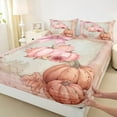 thumbnail image 3 of Manfei Pink Orange Pumpkin Bed Sheets Full,Autumn Harvest Bedding Full Size,Rustic Farmhouse Leaves Sheet Set Full,Breathable Room Decor,4pcs, 3 of 7